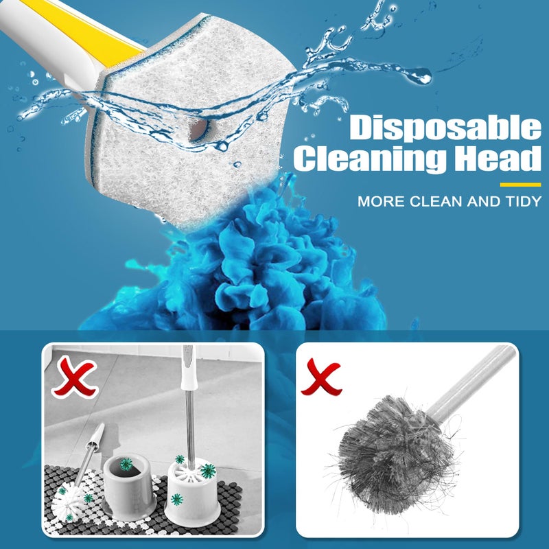 JEHONN Disposable Toilet Brush with 40PCS Wand Cleaner Refills, Wall Mounted Toilet Bowl Brush Holder Set, Bathroom Cleaning System for Sink Bathtub Wash Basin (Yellow) - Image 2